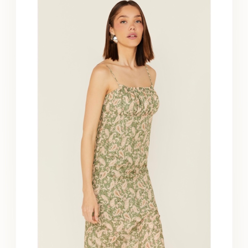 Sage The Label Green Paisley Midi Dress Size Small